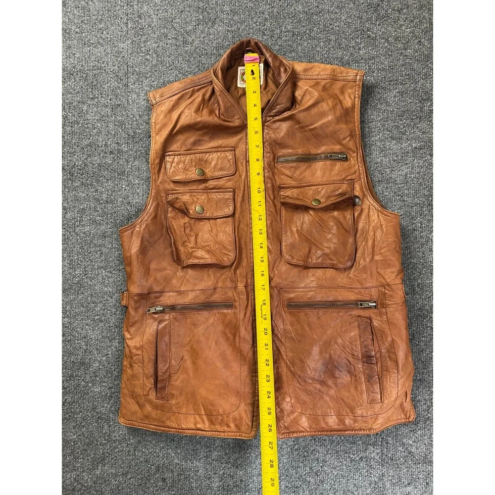 Banana Republic Leather Safari Bush Vest Mens M Brown Vintage 1985 Mill Valley